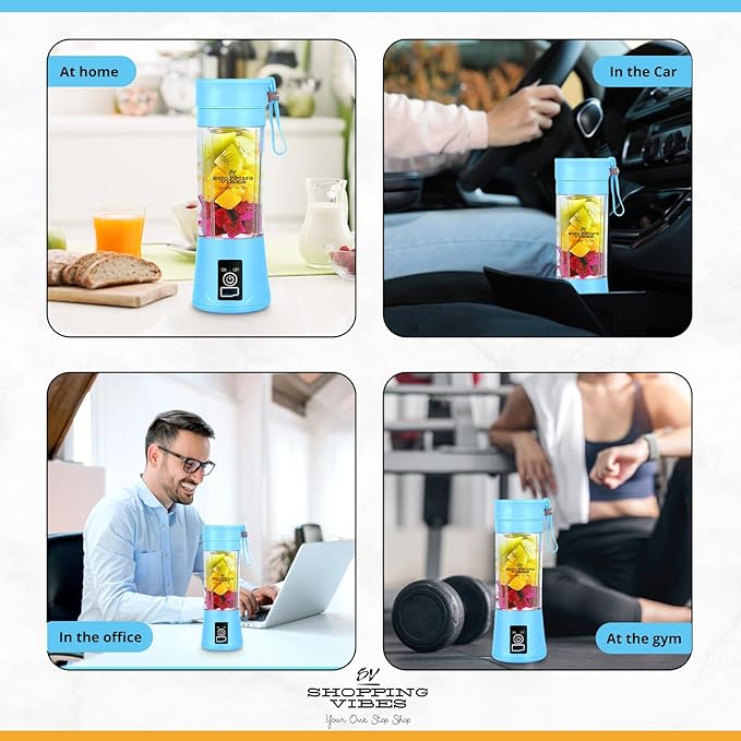 Set 2 Portable Wireless Blenders – 400ML, 6 Blades, With Strap – Image 4