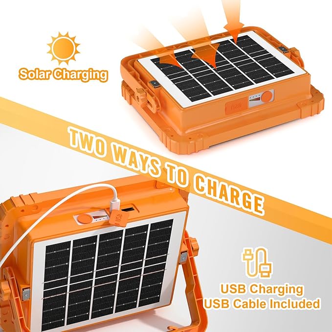 Portable LED Solar Work Light 100W – 10, 000LM Rechargeable – Image 3