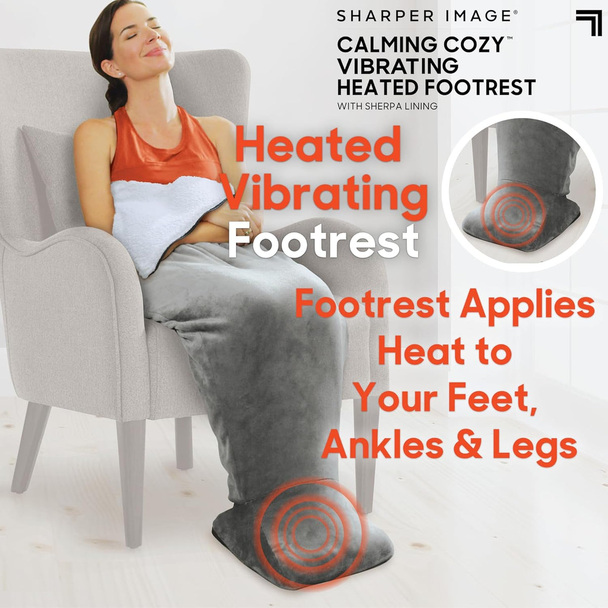 Calming Cozy Vibrating Heated Footrest with Sherpa Lining – Image 2