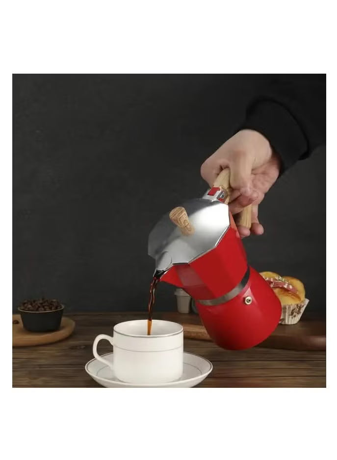 Classic Stovetop Espresso Maker Espresso Cup Moka Pot Red – Image 3