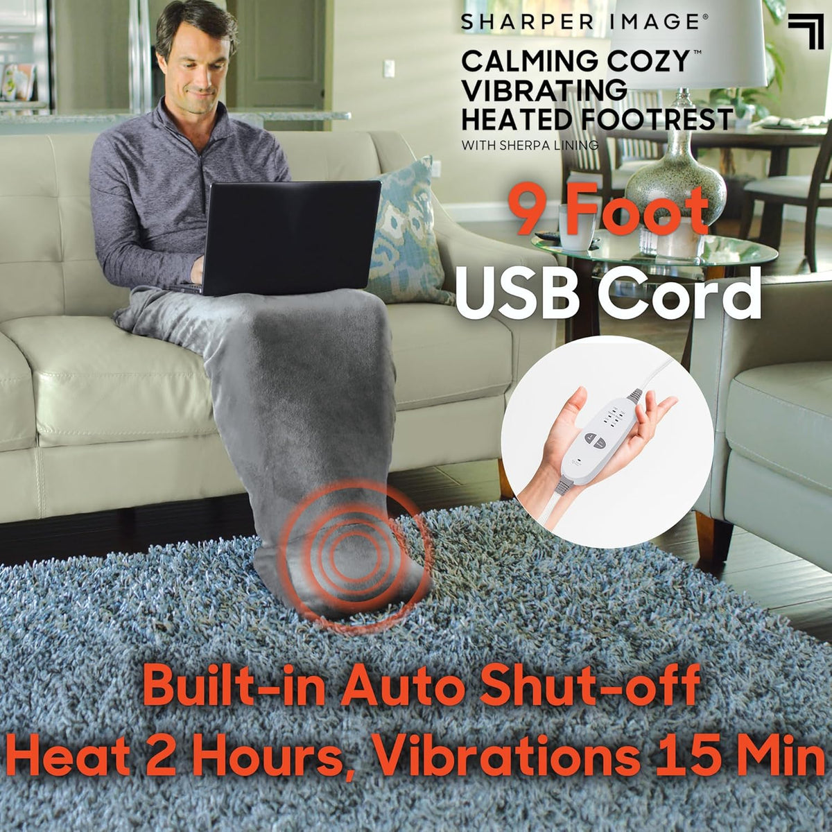 Calming Cozy Vibrating Heated Footrest with Sherpa Lining – Image 5