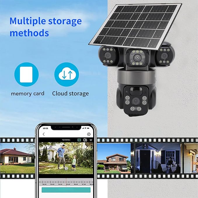 Triple Lens Security Camera, 4G Solar Power Outdoor Surveillance System, 3-Way 2MP HD – Image 4