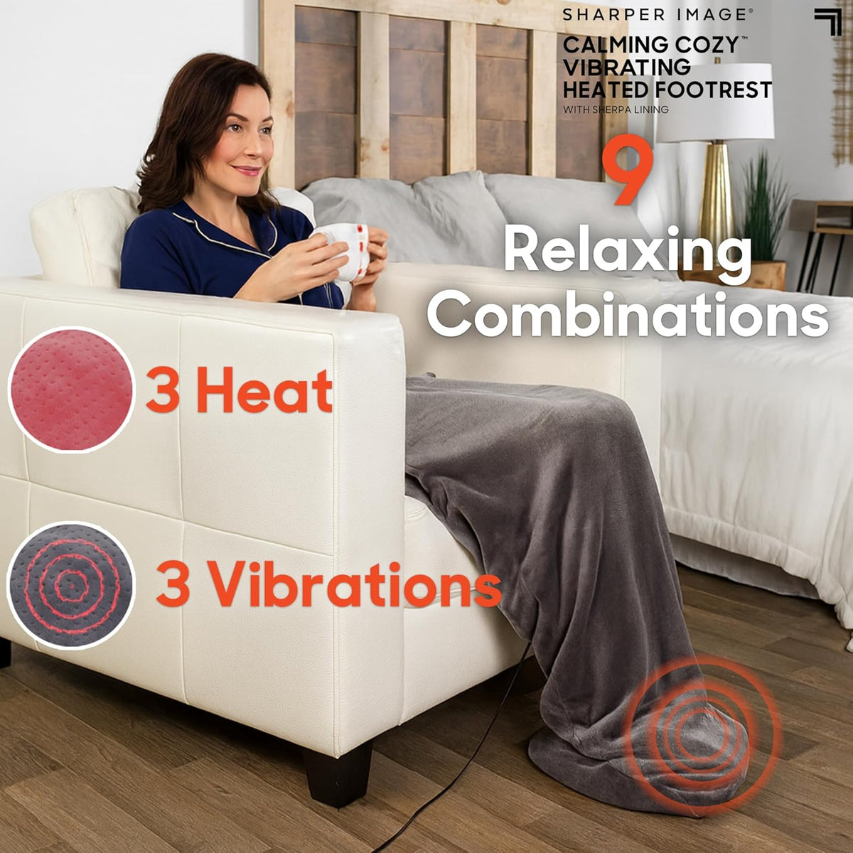 Calming Cozy Vibrating Heated Footrest with Sherpa Lining – Image 3