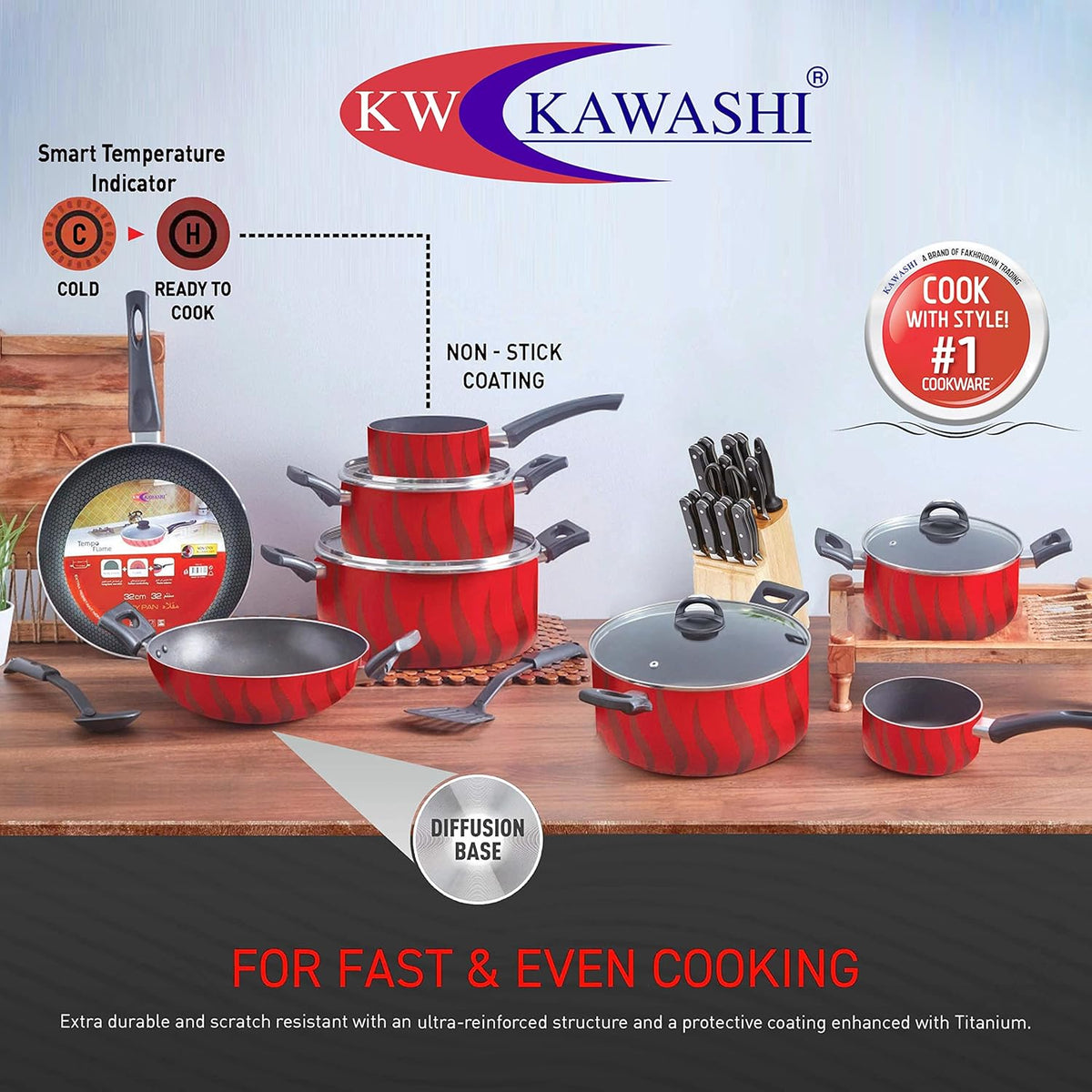 Professional 10-Piece Cookware Set with Tempered Glass Lids – Non-Stick & Easy Clean – Image 2