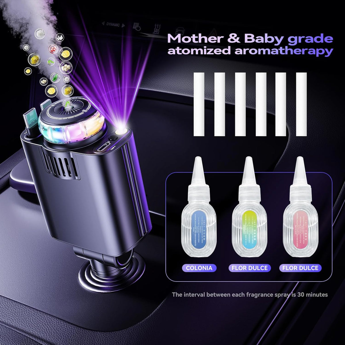 Retractable Car Charger with Starlight & Aromatherapy, 5 in 1 USB C Car Charger Adapter – Image 8