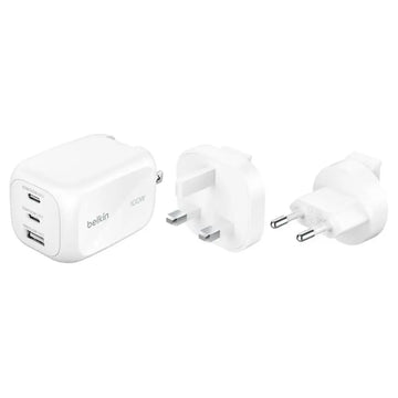 Belkin 3 Port USB C GaN Wall Charger 100W White Fast Charging Adapter