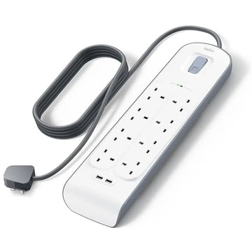 Belkin 8 Way Surge Protection Strip – USB Charging 2 Meter White Power Extension