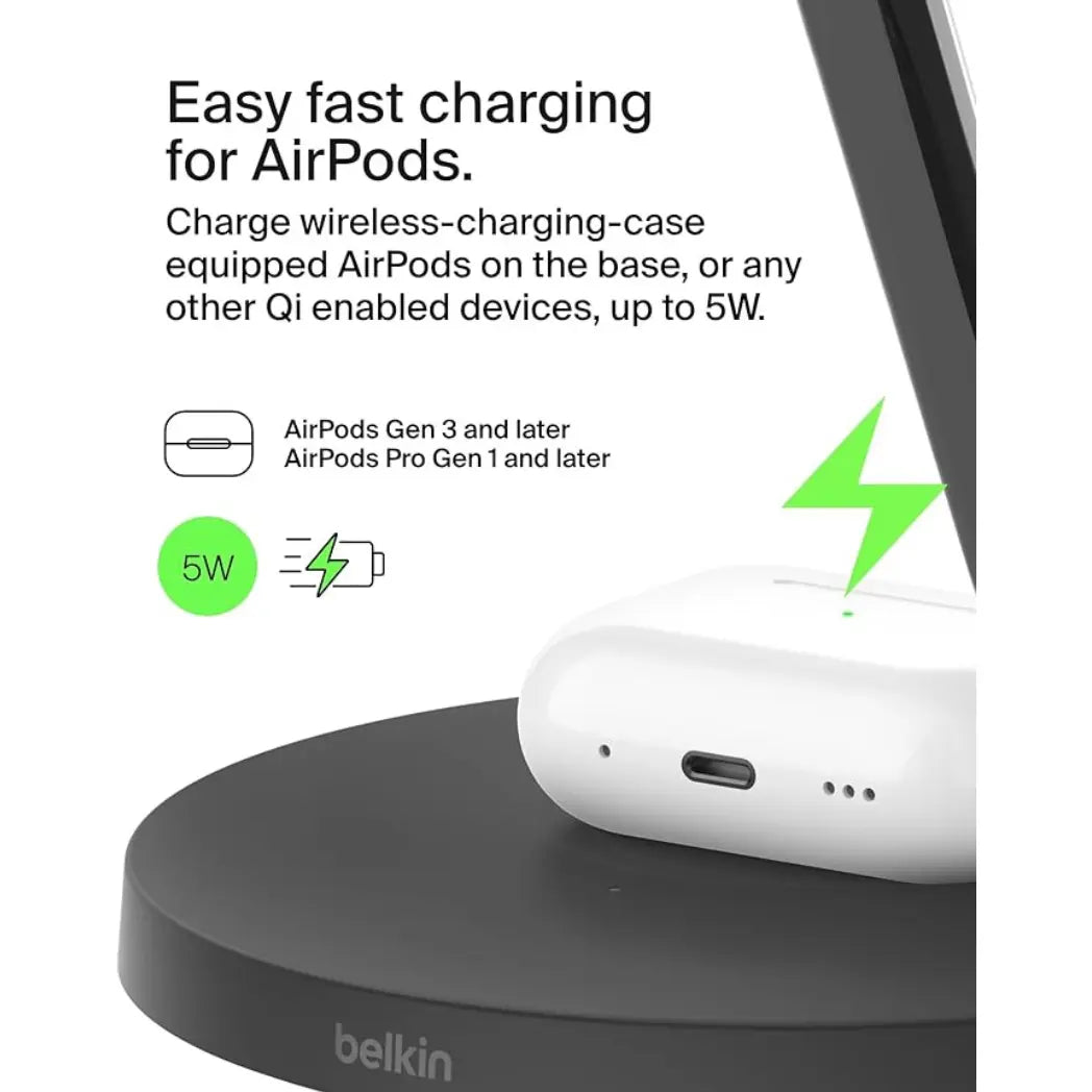 Belkin BoostCharge 3-in-1 Qi2 Wireless Charging Station For iPhone Apple Watch & AirPods – Image 4