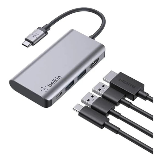 Belkin USB C 4-in-1 Multiport Adapter – 4K HDMI & 100W Pass Through Charging Black