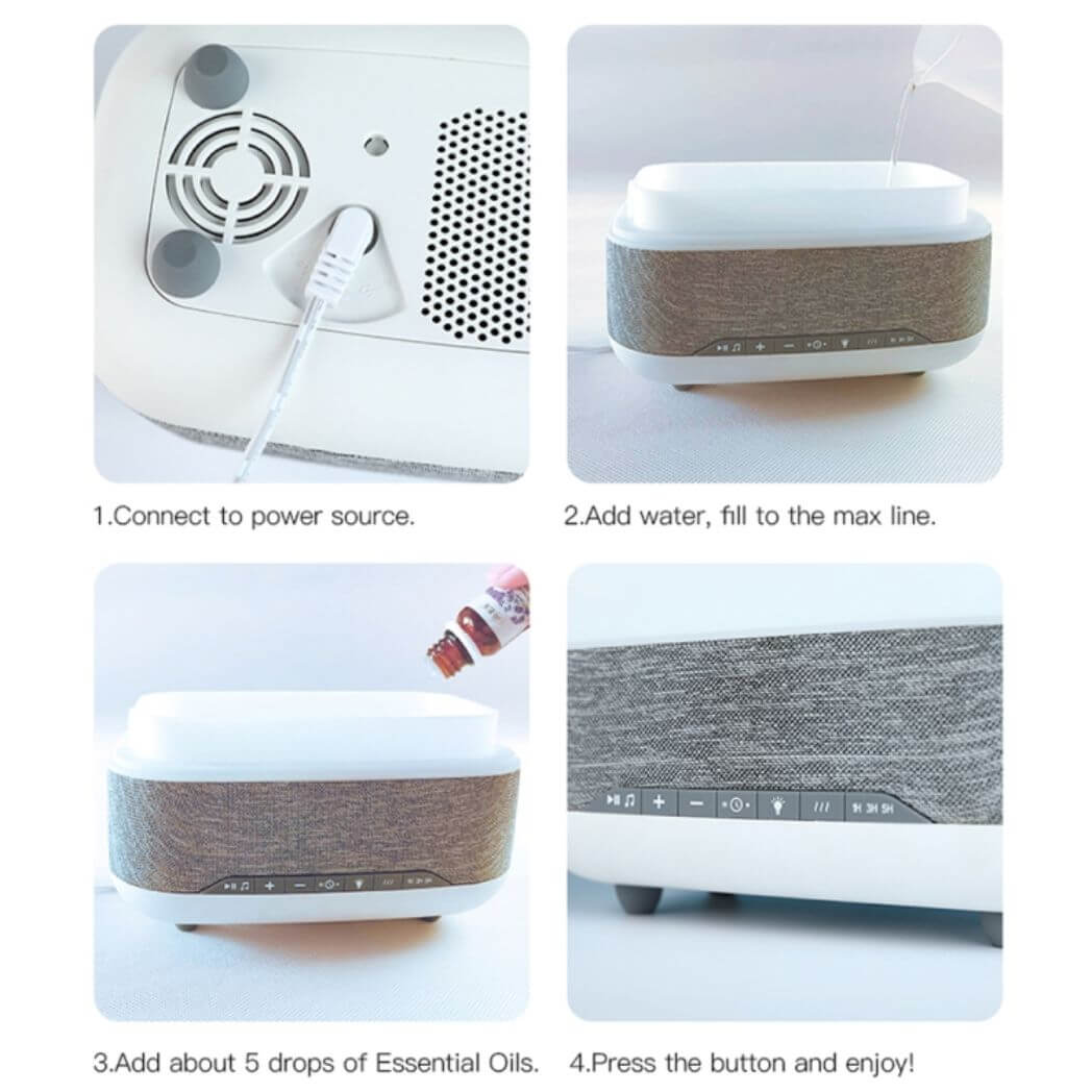 Bluetooth Clock Aromatherapy Humidifier Speaker – 7 Color Ambient Light – Image 4