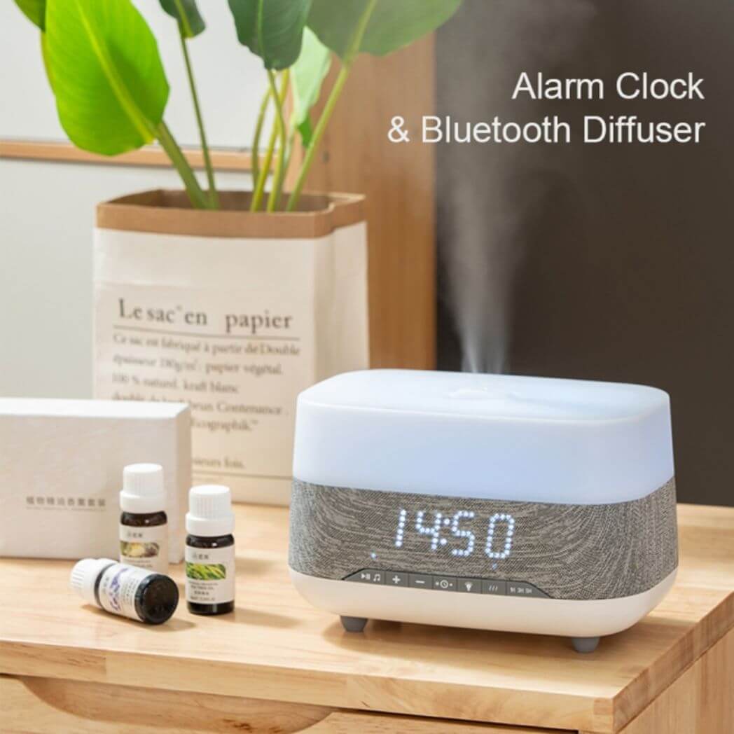 Bluetooth Clock Aromatherapy Humidifier Speaker – 7 Color Ambient Light – Image 5