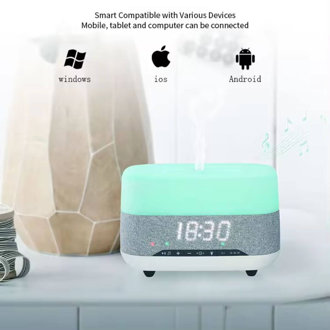 Bluetooth Clock Aromatherapy Humidifier Speaker – 7 Color Ambient Light – Image 6