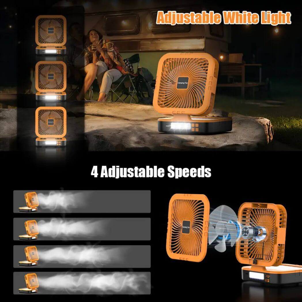 Camping Fan F915 – Portable Solar Rechargeable Camping Fan – Image 2