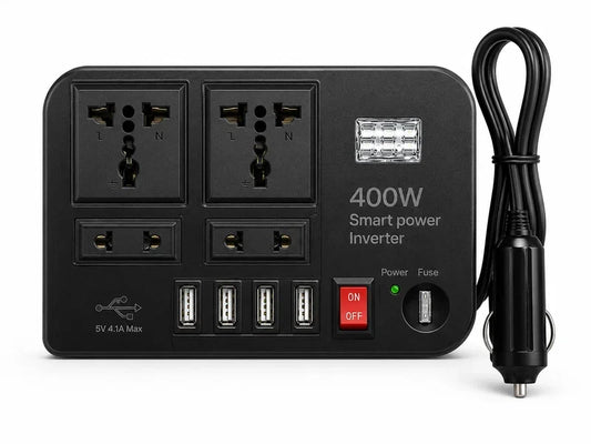 Multi-Port Smart Power Inverter – DC 12V to AC Car Adapter