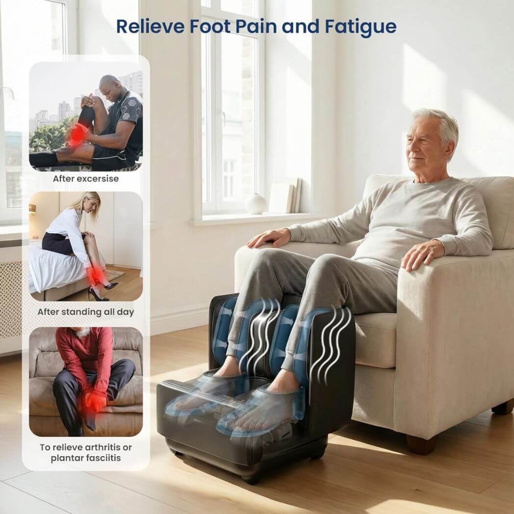 Comfier 2-in-1 Foot Massager & Ottoman – Shiatsu Foot & Calf Massager with Heat – Image 3