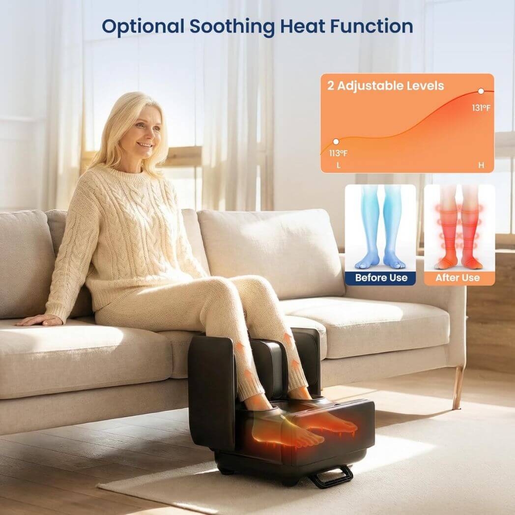 Comfier 2-in-1 Foot Massager & Ottoman – Shiatsu Foot & Calf Massager with Heat – Image 2