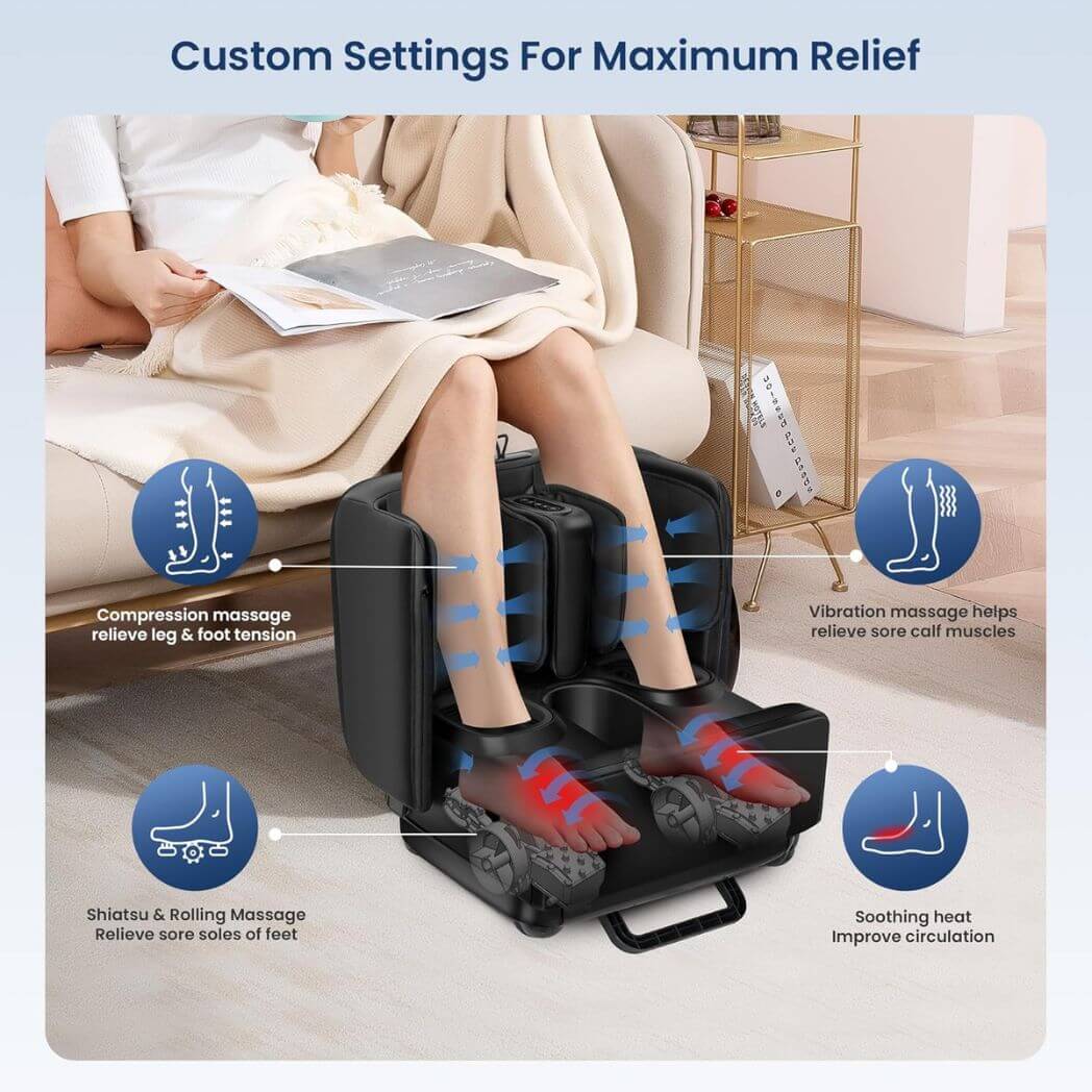 Comfier 2-in-1 Foot Massager & Ottoman – Shiatsu Foot & Calf Massager with Heat – Image 5