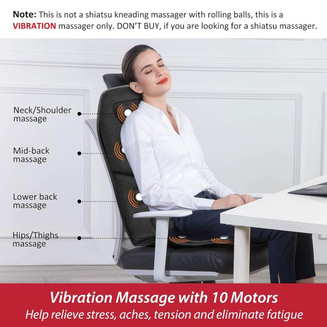 Comfier Back Massager with Heat – Vibration Massage Chair Pad – Image 2