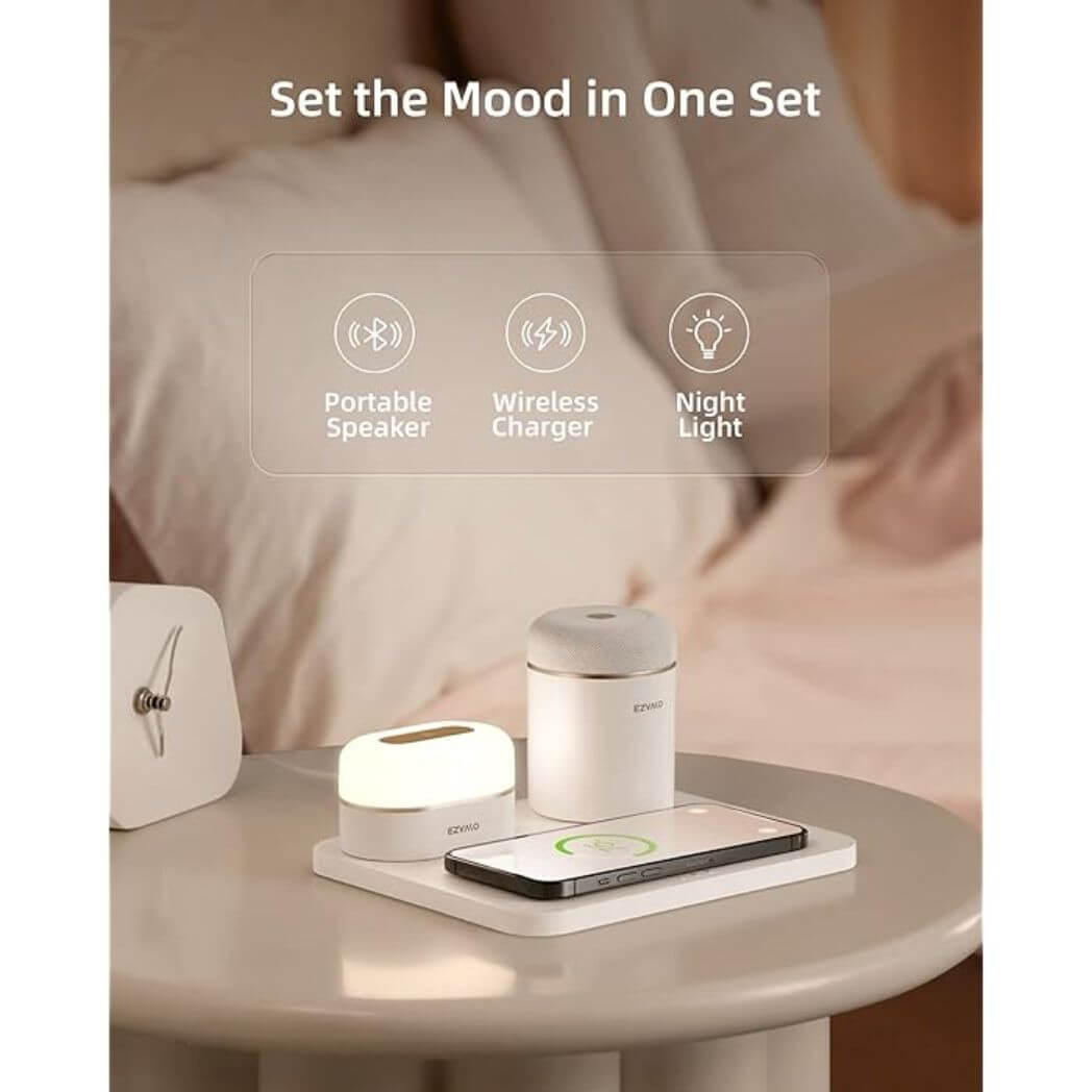 EZVALO 3-in-1 Charger Station with LED Night Light & Portable Bluetooth Speaker – Image 6
