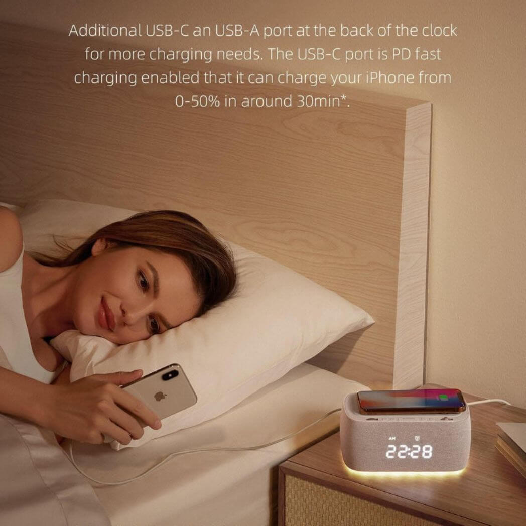 EZVALO EzChrono Air 6-in-1 Alarm Clock – Wireless Charger & Night Light – Image 6