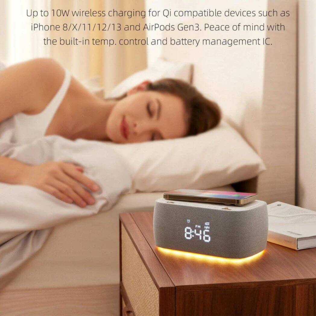 EZVALO EzChrono Air 6-in-1 Alarm Clock – Wireless Charger & Night Light – Image 4