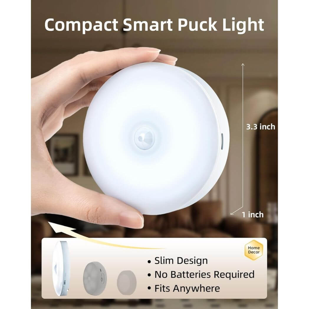 EZVALO LED Motion Sensor Puck Light (6 Packs) – Image 2