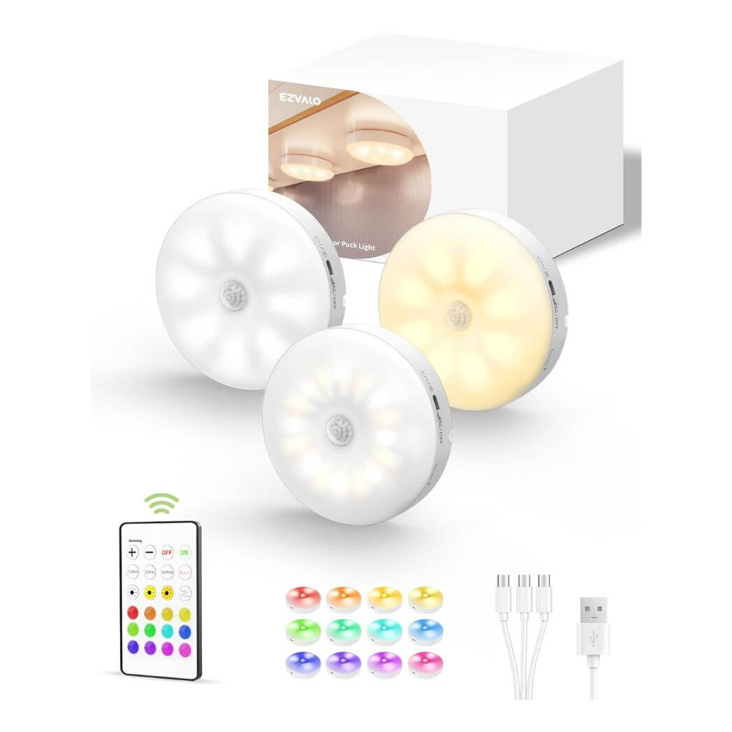 EZVALO LED Motion Sensor Puck Light (6 Packs)