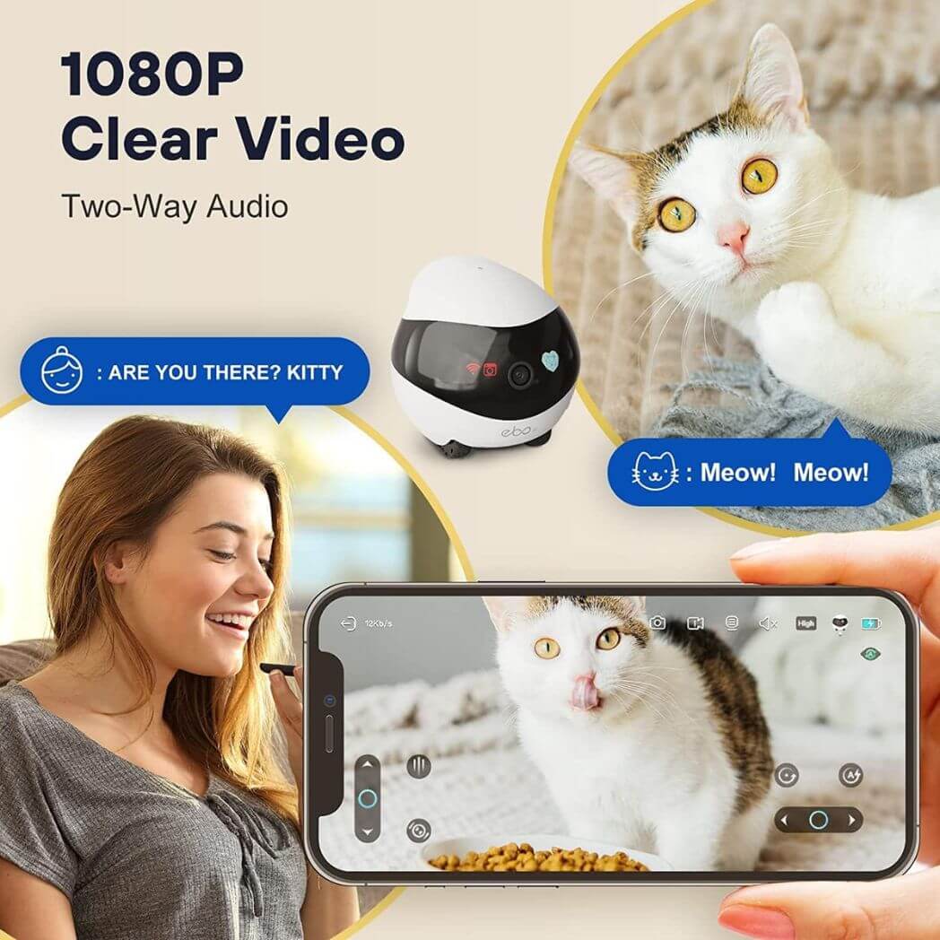 Enabot EBO SE FamilyBot – Smart Pet Robotic Camera with Wheels (1080p Indoor Security) – Image 3