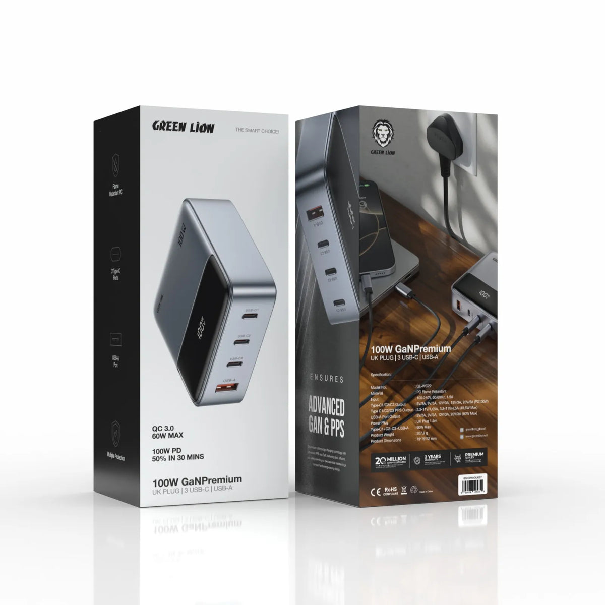 Green Lion 100W GaNPremium UK Plug Adapter – Image 2