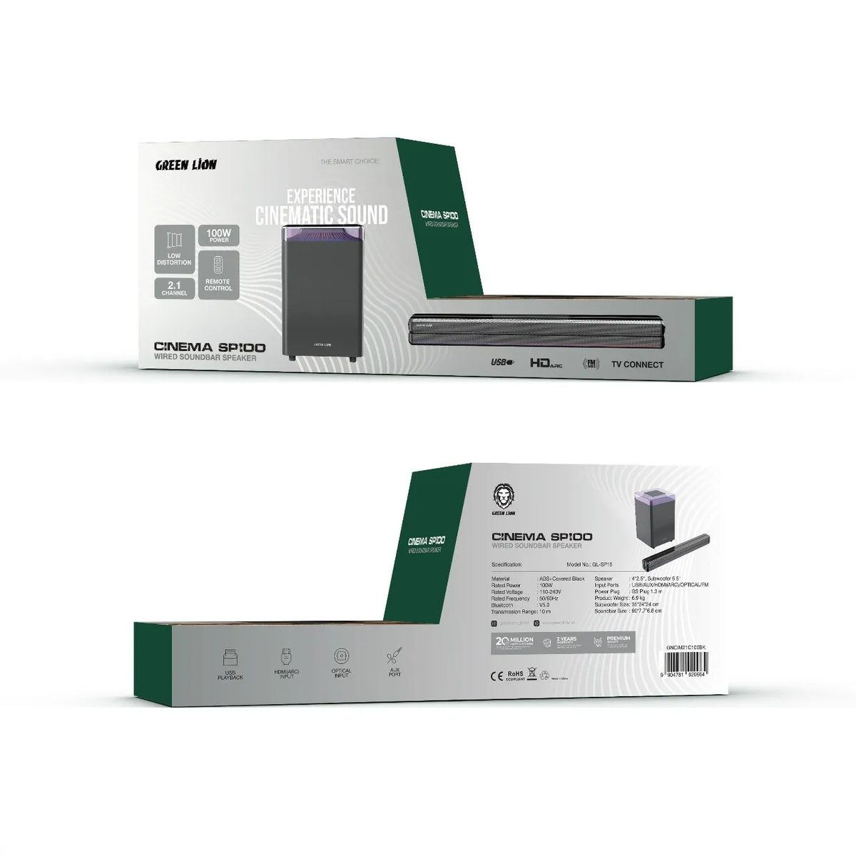 Green Lion Cinema SP100 Wired Soundbar Speaker – Image 2