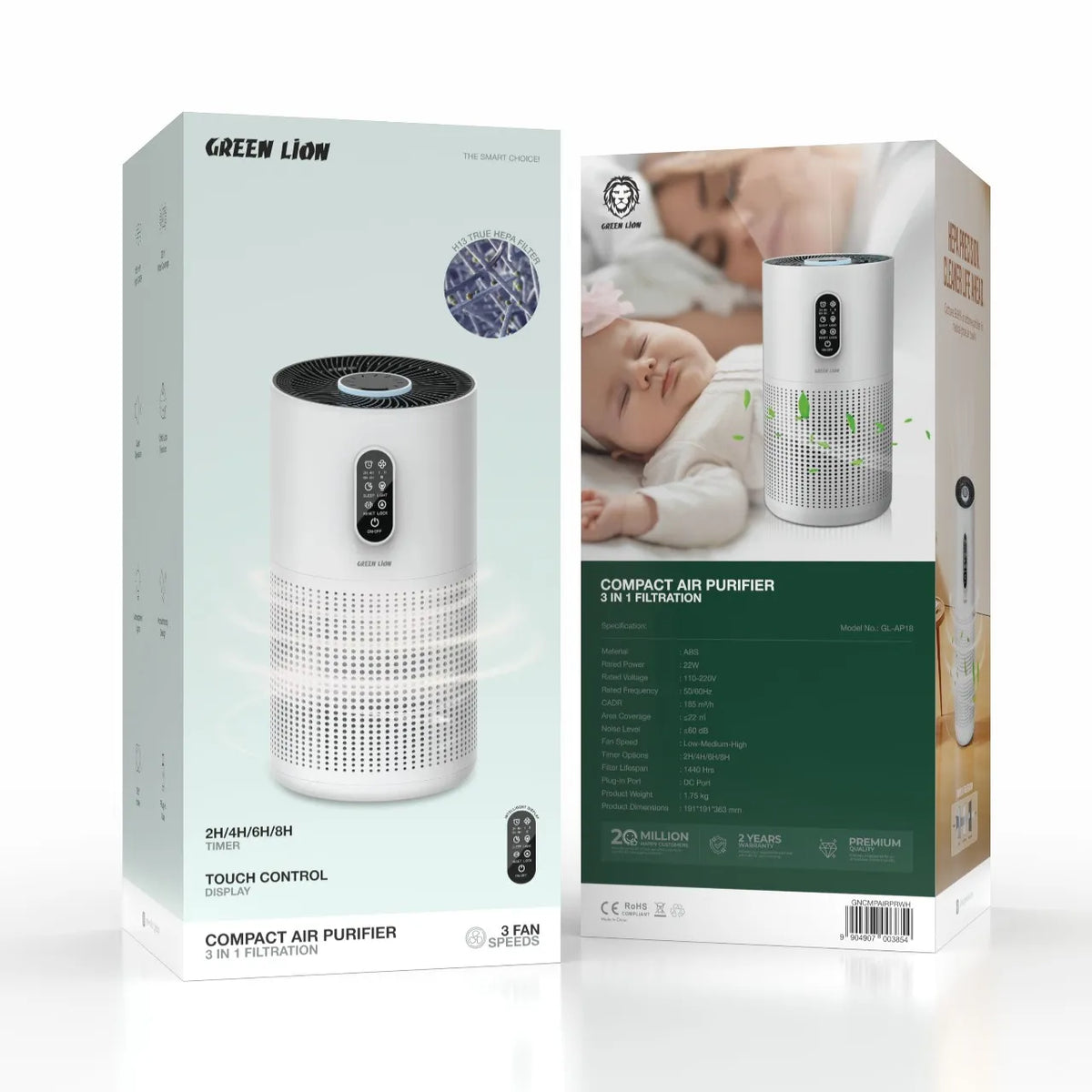 Green Lion Compact Air Purifier 3-in-1 Filtration – Image 2