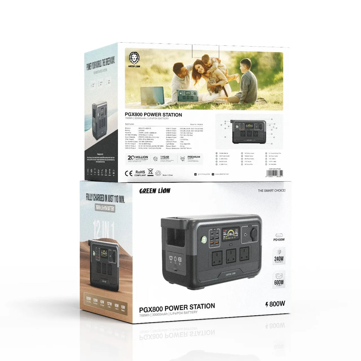 Green Lion PGX1200 Power Station – 1152Wh 360000mAh 1200W (LiFePO4) – Black – Image 3
