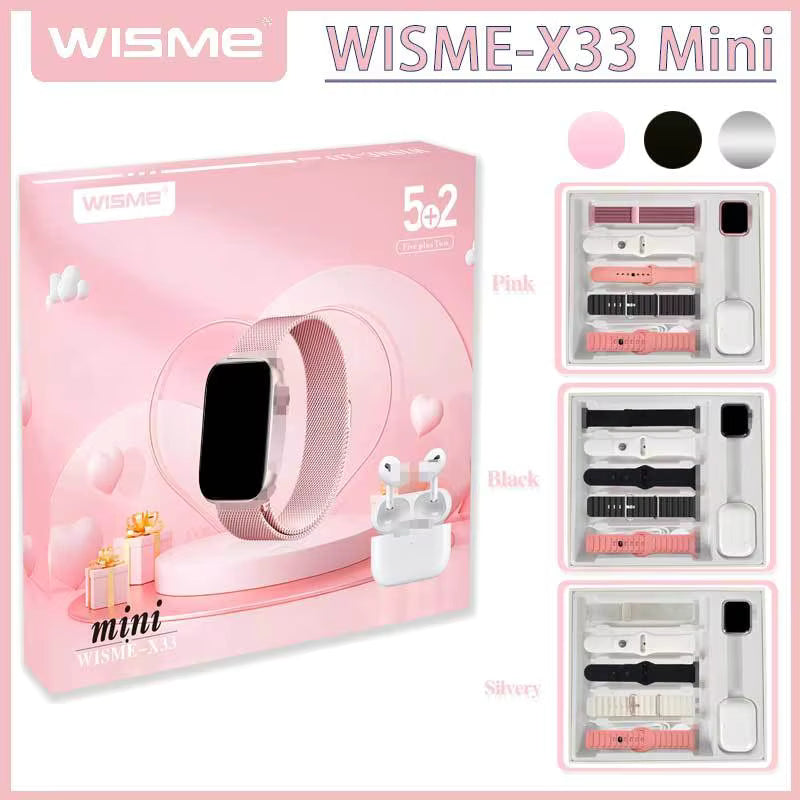 Wisme X33 Mini Smartwatch with Wireless Earbuds – 5-Band HD Display – Image 3