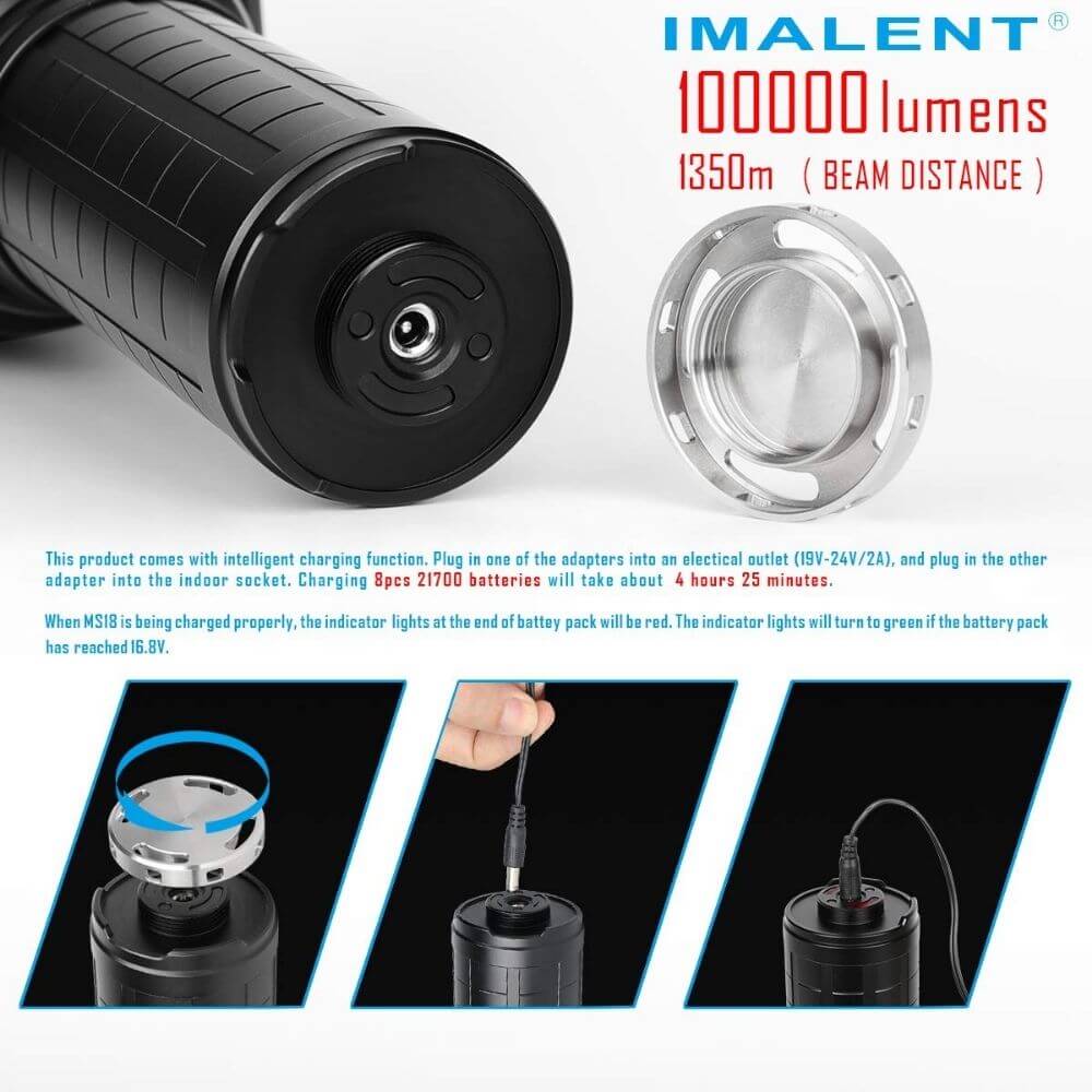 Imalent MS18 Brightest Flashlight 100, 000 Lumens 18pcs Cree XHP70 1350M – Image 4