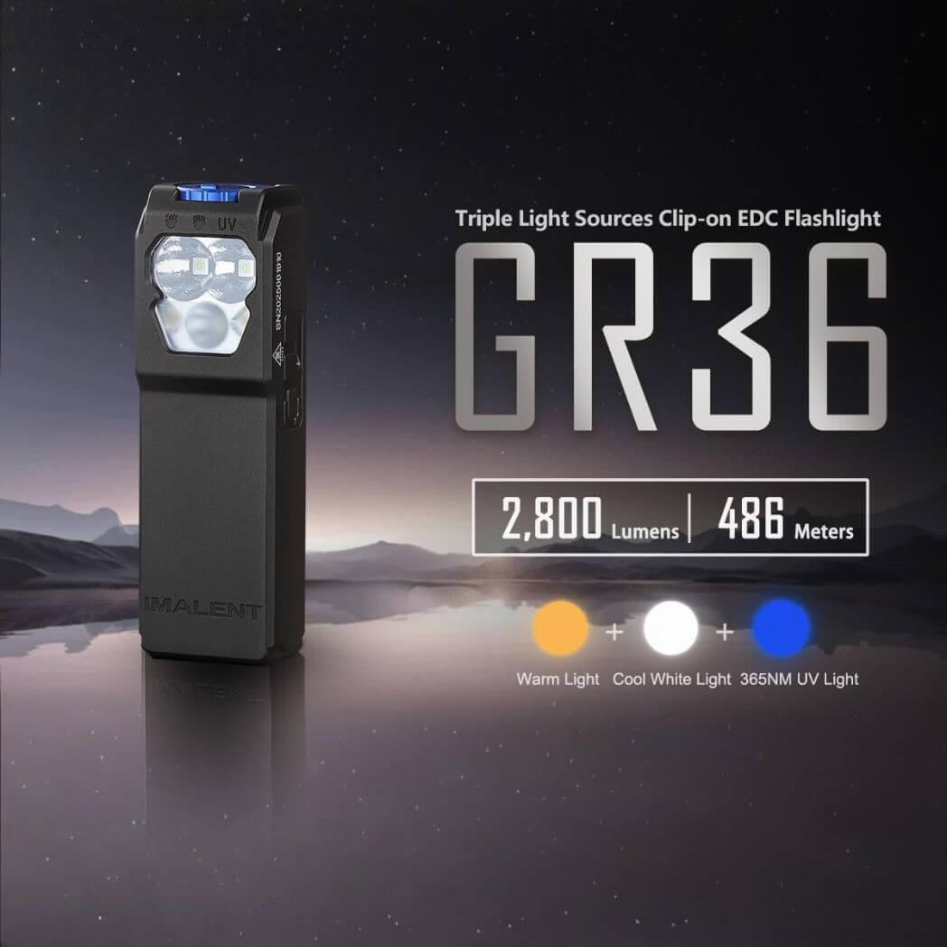 Imalent GR36 2800 Lumen Flishlight 3-in-1 – Cool White, Warm Light & UV – Image 3