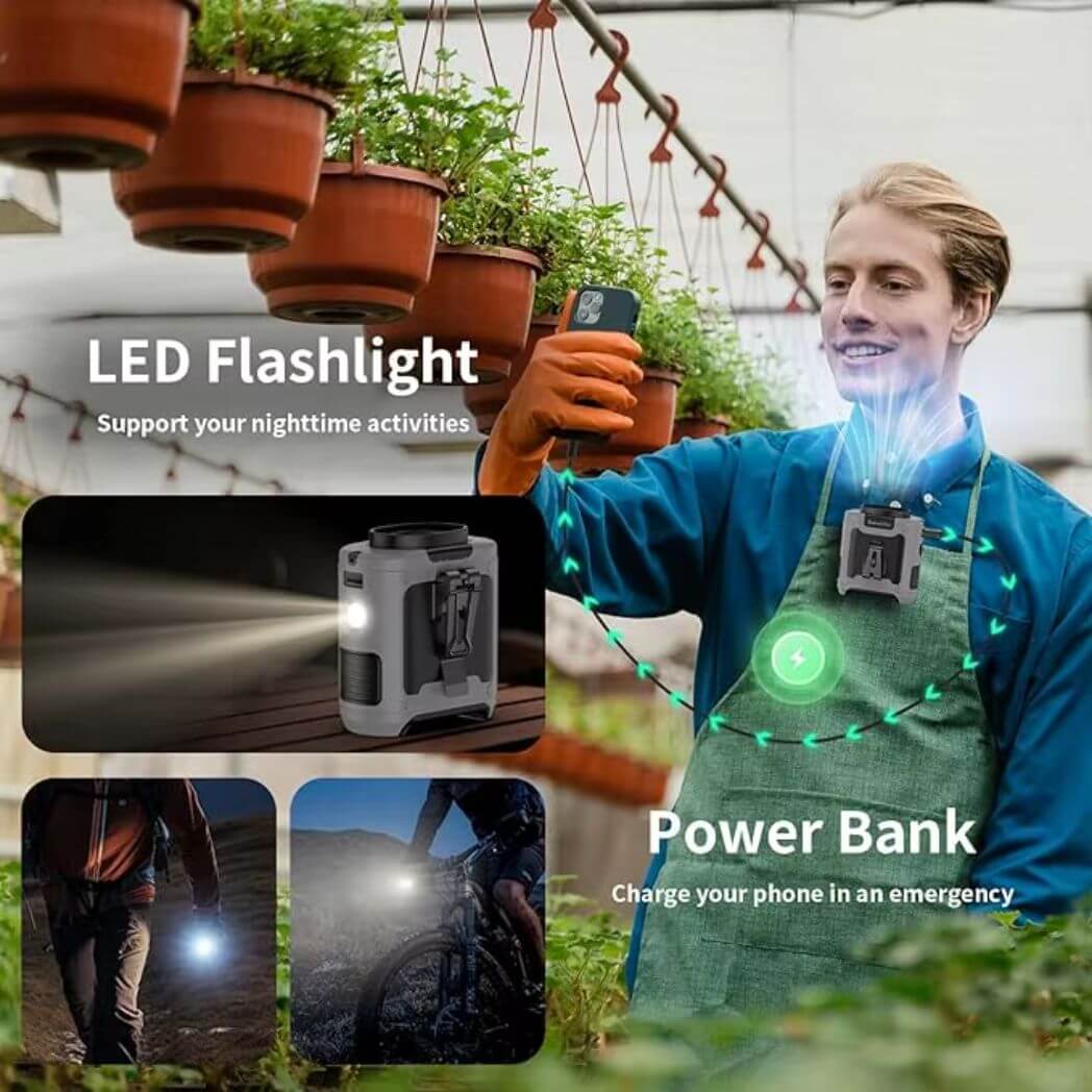 K50 Portable Waist Fan with Flashlight & 10000mAh Power Bank – Image 2