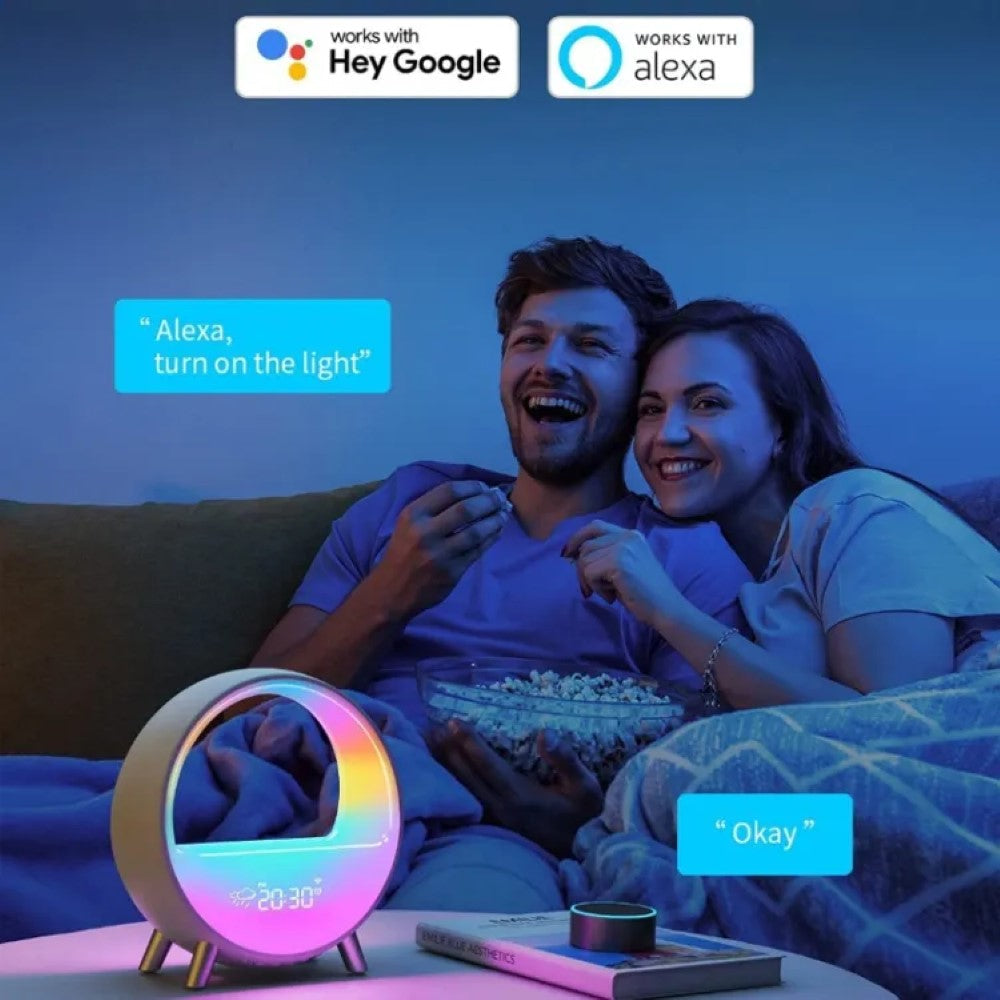 LED Smart Alarm Clock Speaker – Colorful LED Wake Up Light Voice APP Control – Image 4
