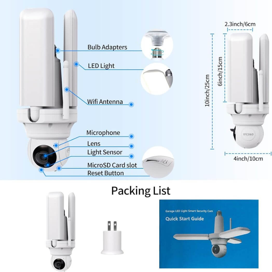 PTZ Smart Camera All-In-One Lumiguardian LED Garage Lights Bulb – Image 3