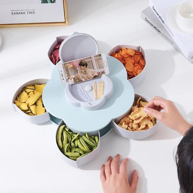 Candy Box Storage – Rotating Flower Shape Snack & Candy Storage – 5 Compartments – Image 2