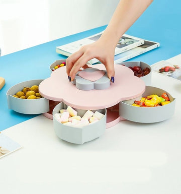 Candy Box Storage – Rotating Flower Shape Snack & Candy Storage – 5 Compartments