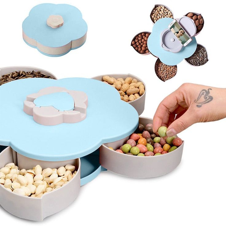 Candy Box Storage – Rotating Flower Shape Snack & Candy Storage – 5 Compartments – Image 3
