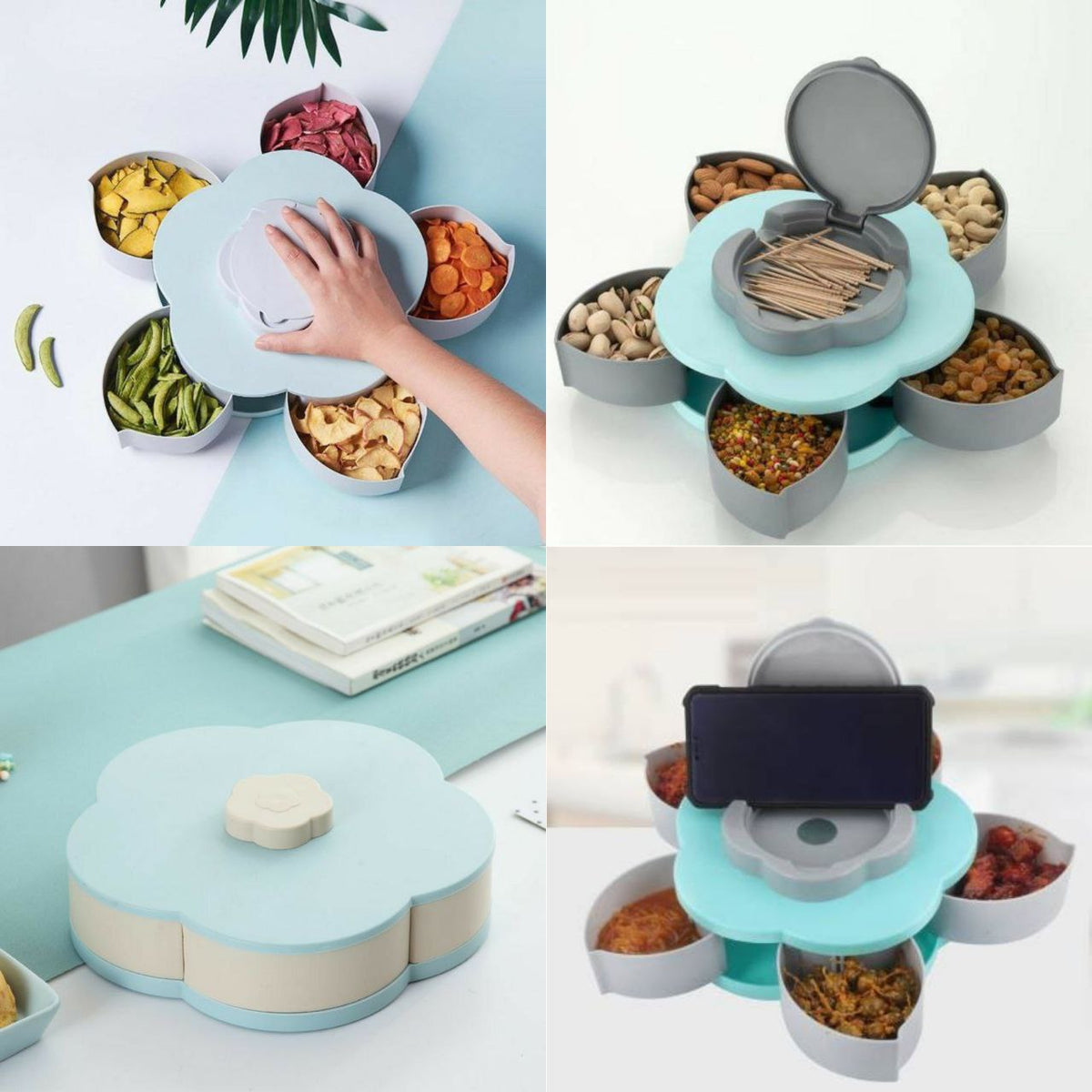 Candy Box Storage – Rotating Flower Shape Snack & Candy Storage – 5 Compartments – Image 4