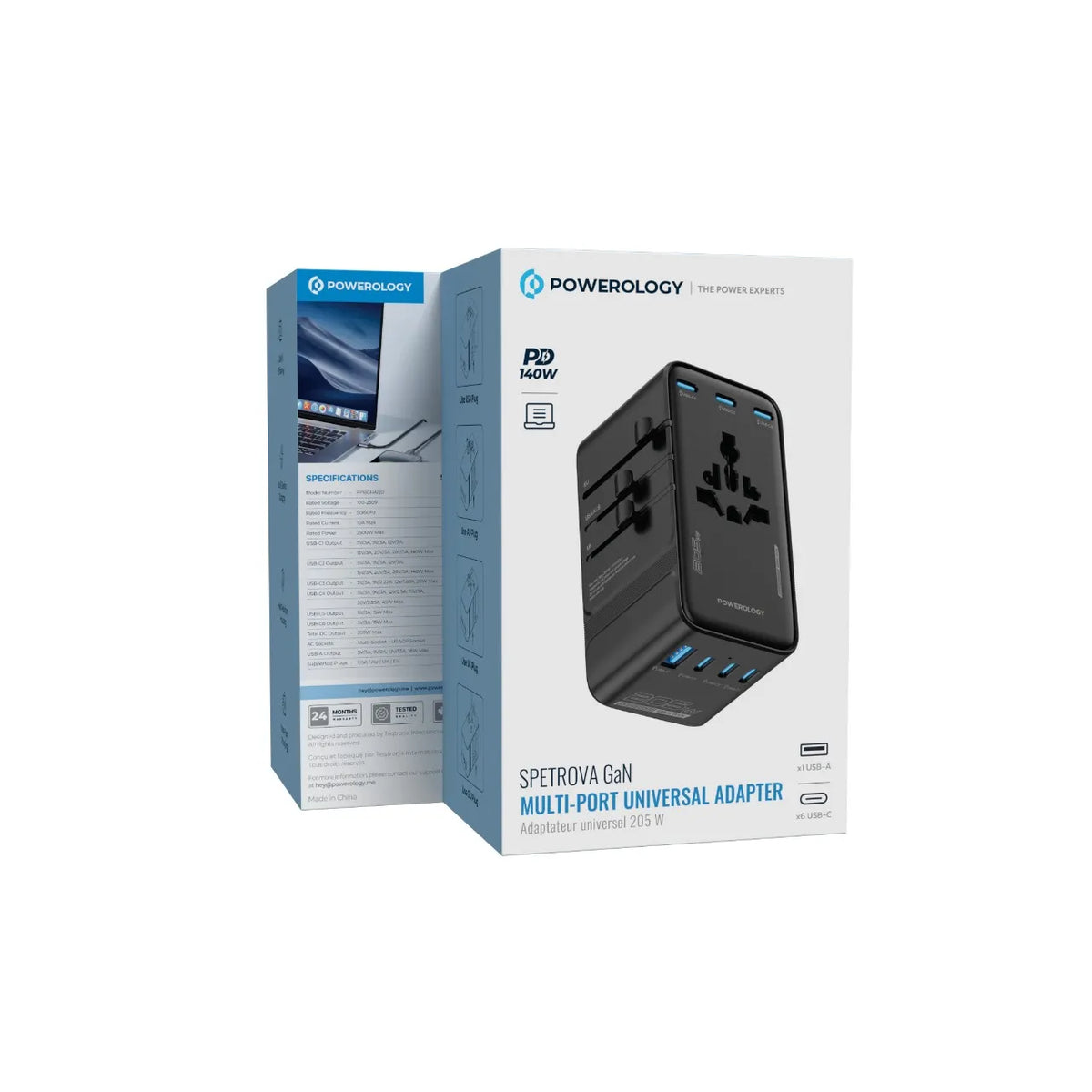 Powerology Spetrova GaN Multi-Port Universal Adapter PD 140W – Image 2