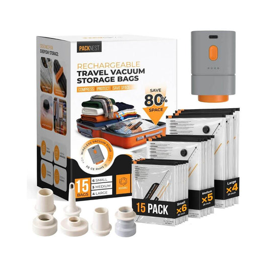 PackNest Rechargeable Travel Vacuum Storage Bag Set
