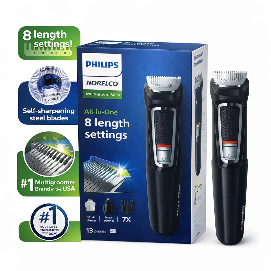 Philips Norelco Multigroom 3000 13-Piece – All-In-One Grooming Trimmer