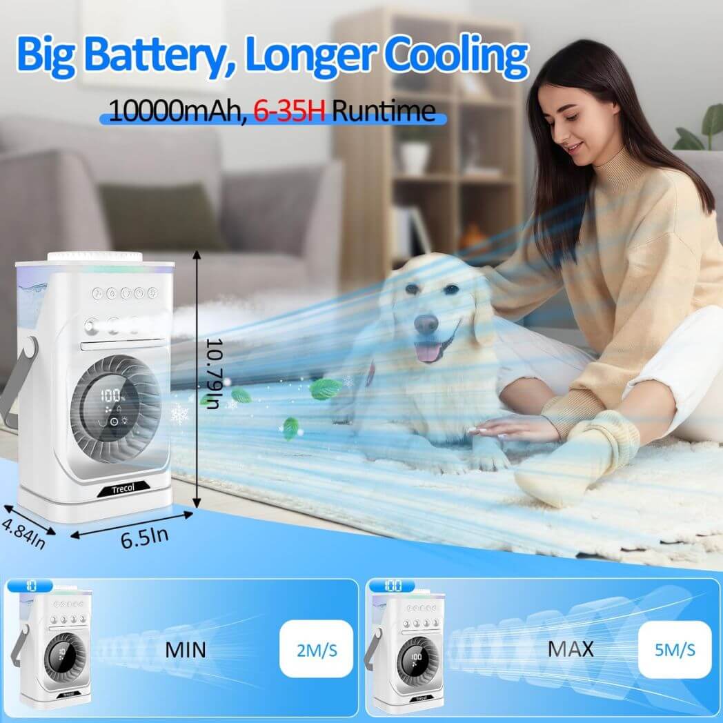 Portable Air Conditioner Fan – 4-in-1 Rechargeable Misting Desk Fan – Image 5