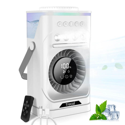 Portable Air Conditioner Fan – 4-in-1 Rechargeable Misting Desk Fan