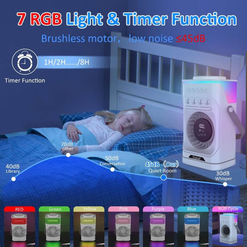 Portable Air Conditioner Fan – 4-in-1 Rechargeable Misting Desk Fan – Image 4