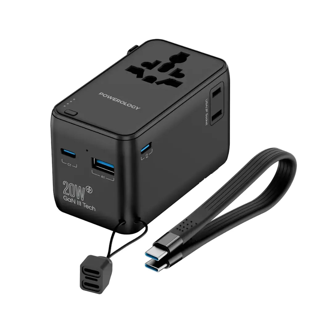 Powerology 2500W Universal Travel Adapter – 4000mAh Power Bank