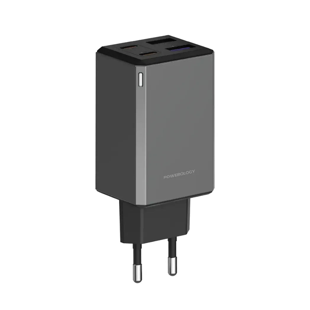 Powerology 65W GaN Travel Adapter with Multi-Port Charging